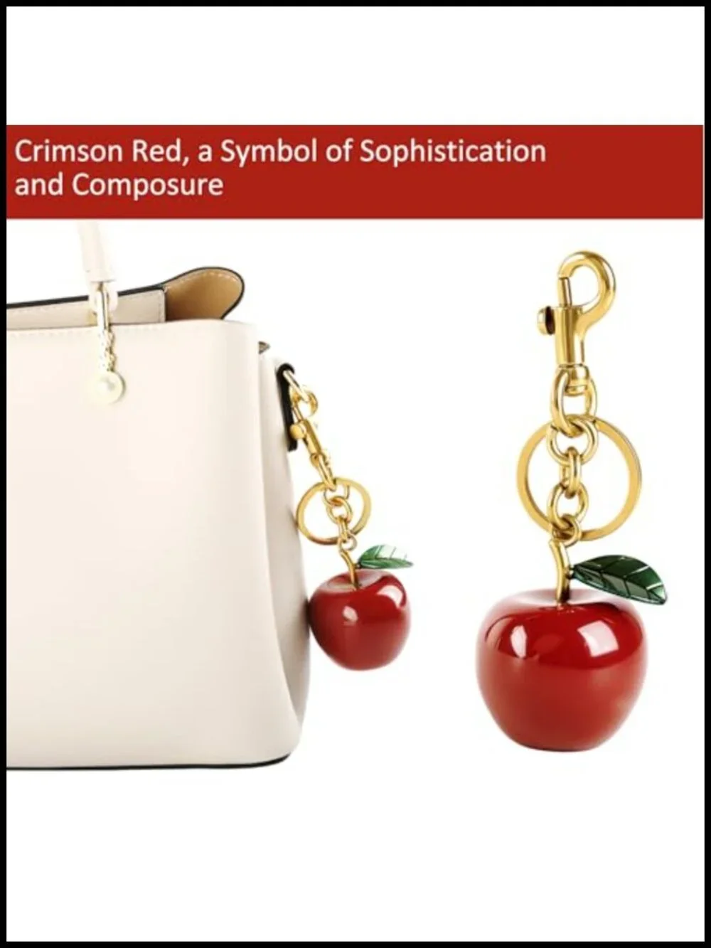 Glittery Apple Fruit Bag Charm Keychain Alloy Resin Handbag Purse Key Ring